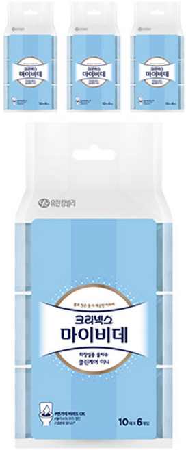 크리넥스 마이비데 클린케어 미니(휴대용) 10매 6입 4개(240매), 10