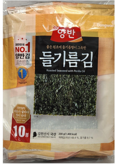 동원양반들기름김 20g x 10봉, 10개