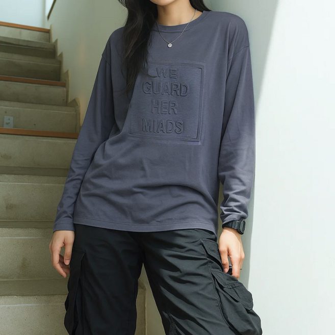 데일로엔 여자 가을 루즈핏 긴팔티 레터링 티셔츠