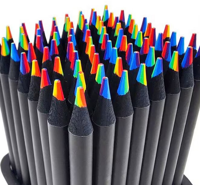 블랙펄 무지개색연필 KN-06 7색혼합색연필 하이라이터