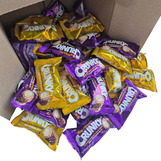 [놀러과자] 롯데 크런키 더블크런치바 미니 사무실 간식 대용량 개별포장, 40개, 19g