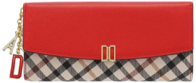 닥스 클래식한 체크배색 3단 여성 장지갑 (선물포장)