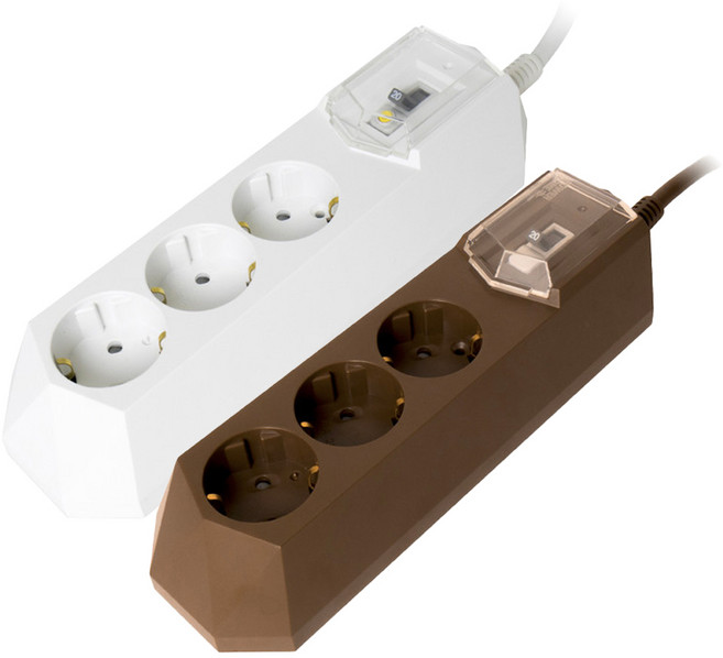 파워존 고용량 멀티탭 3구 4000W 철벽 누전차단 과부하차단, 1.5m, 1개, 브라운
