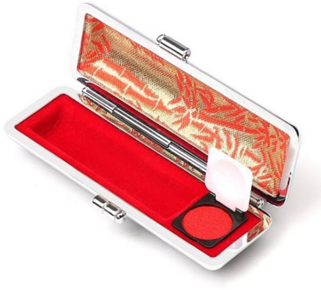 1+1 소중한 인감도장 파손방지 인주포함 인조가죽 은장 하드케이스 지갑, 레드+레드