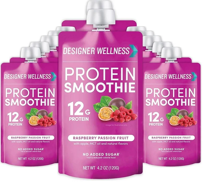 디자이너 웰니스 프로틴 스무디 리얼 프루트 12g 단백질 저탄수화물 무첨가 설탕 글루텐 프리 비-GMO 인공 색소나 향료 없음 버라이어티 팩 12 카운트, Raspberry Passion Fruit, 4.2 Fl Oz (Pack of 12) - 쿠팡