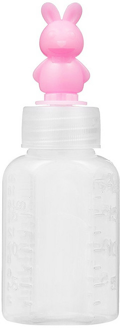 캐릭터 투약병 토끼 분홍 20ml PE 말랑이 긴마개 100개입, 1개