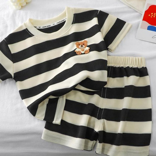 [앙디] O상하복 베어라인토토 (OC234) / (반팔티+반바지)_(아동복 의류 여아 남아 공용 여름 상하세트 편안한츄리닝바지 초등학생 )