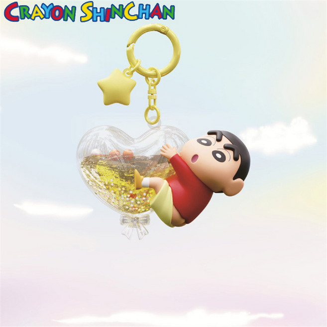 정품 짱구 오일링 하트풍선 키링 가방고리 야광 키홀더, 1개