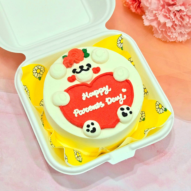 [오전 7시 이전 주문 시 당일발송] 5. 꽃 하트 곰돌이 디자인 레터링 케이크 어버이날 스승의날 감사 선물 수제 주문제작 앨리스케이크, 1개, 250g