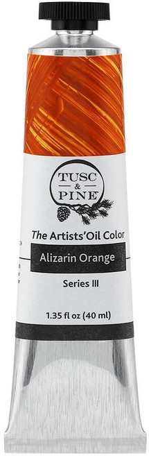 Tusc & Pine 아티스트 오일 페인트 - 티타늄 화이트 (아마씨) 40ml 황변 없음 풍부하고 크리미 한 일관성 최대 안료 부하 소량 가공 페인트 전문 아티스트, 1개(1개입), 알리자린 오렌지