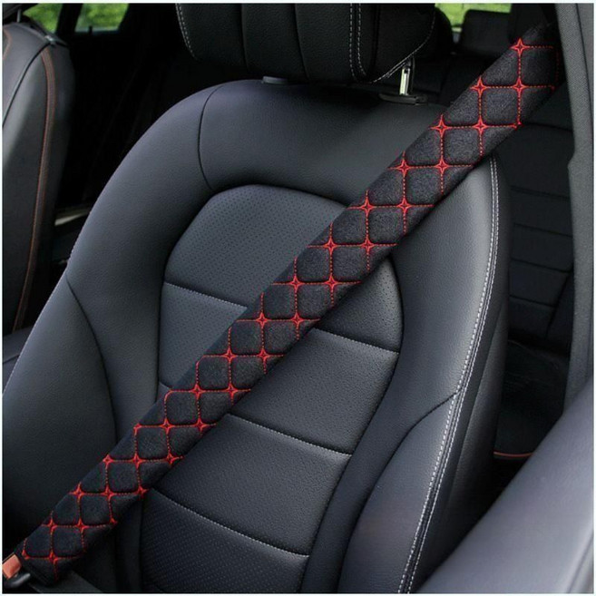 도다인몰 에어매쉬 롱사이즈 75cm 자동차 안전벨트 어깨보호 커버, 1개, 블랙레드