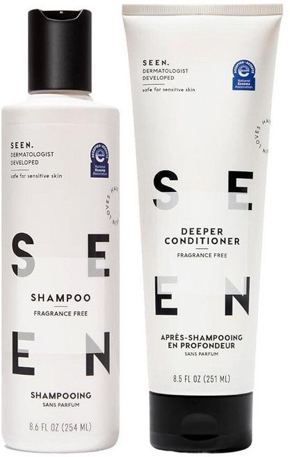 SEEN Shampoo & Deeper Conditioner Bundle Fragrance-Free - Non-Comedogenic & Sulfate-Free Hair Car, SEEN Shampoo & Deeper Conditio