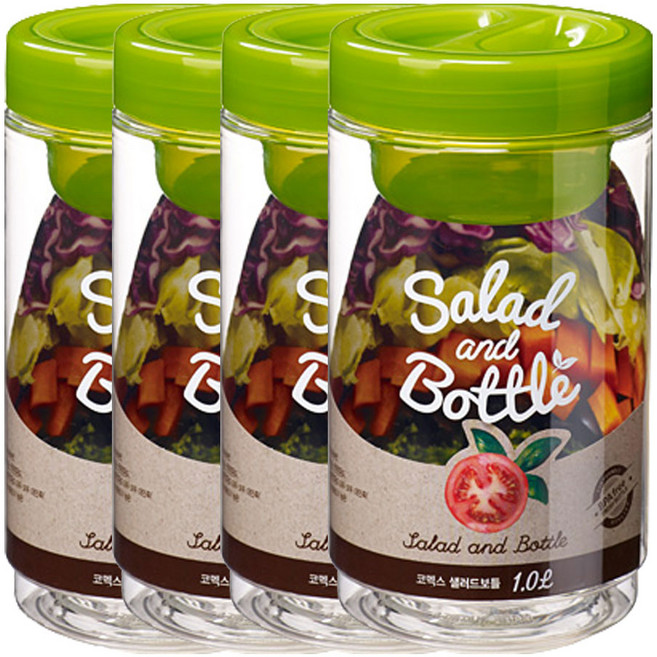 BPA free 코맥스 샐러드보틀 1L, 그린, 4개