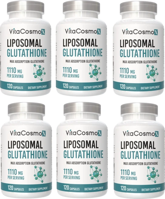 VitaCosmoX 리포솜 글루타티온 1110mg 120캡슐 비건 100% 채식주의자 GMO 프리 및 글루텐 165903, 6개, 120정 - 쿠팡
