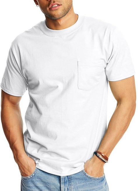 Hanes 남성용 2팩 반소매 포켓 비피 티Beefy-T 티셔츠 남성용 2팩 반소매 포켓 Beefy-t 화이트.