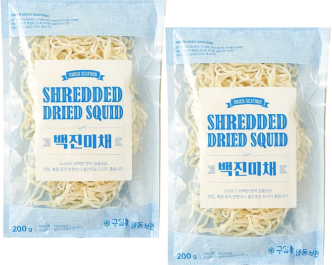 청해명가 백진미 오징어채, 2개, 200g