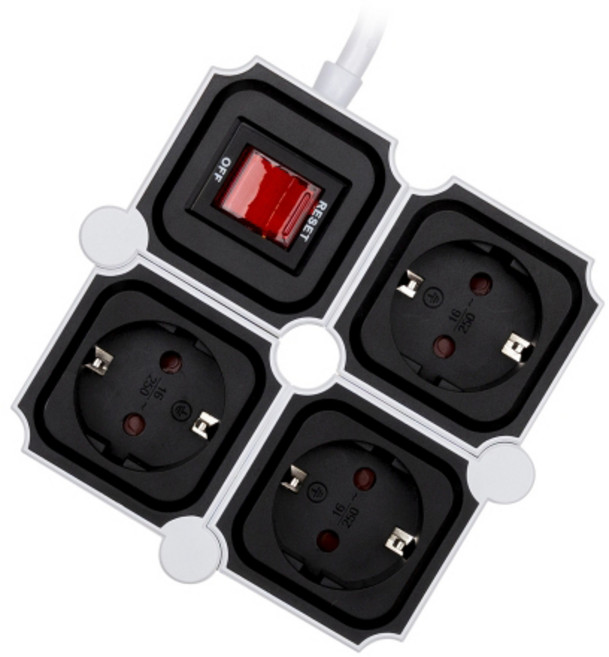 [코리아스퀘어] 천하 테트리스 멀티탭 3구(화이트+블랙) 1.5M, 화이트-블랙, 1개