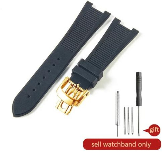 파텍 필립 노틸러스 시리즈 5711 5712G 노치 시계 스트랩 25x13 Mm용 무독성 및 피부 친화적인 실리콘 시계, 6)Black-GD-Z21, 1개