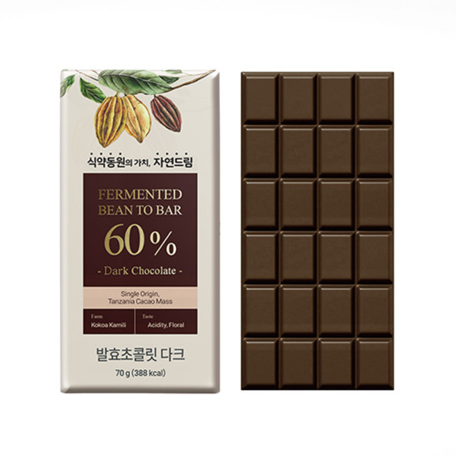 자연드림 발효 초콜릿다크 카카오 60%, 1개, 70g