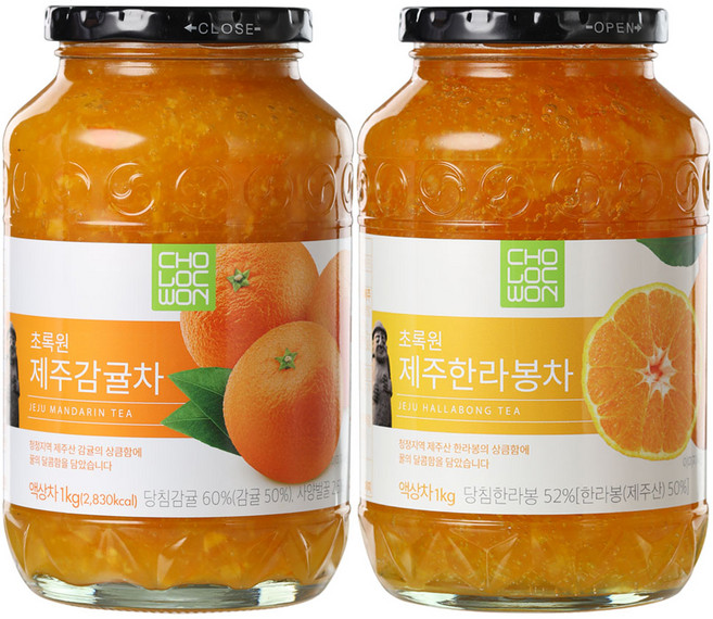 초록원 제주한라봉차1kg + 제주감귤차1kg, 1kg, 2개입, 1개