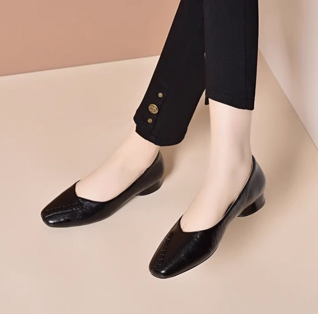 쌍천 중년여성 편안한 스퀘어 낮은 굽 작업화 직장인 단화 엄마 단화 A26031720