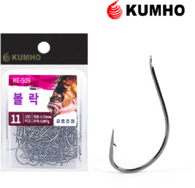 금호조침 KE-509 볼락바늘 덕용바늘 - 블랙니켈, 1개