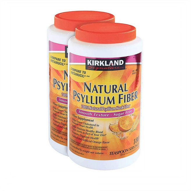 Kirkland Signature Natural Psyllium Fiber 커클랜드 네츄럴 실리엄 파이버 식이섬유 무설탕 오렌지맛 180회분 2팩
