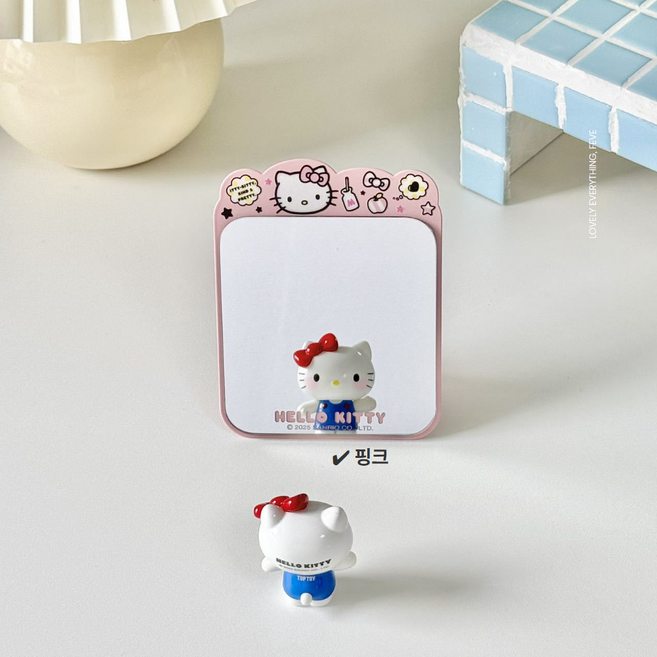 정품 헬로키티 메탈 스탠드 데스크 미니 미러 거울, 분홍