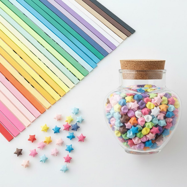 별 종이 접기 파스텔 별접기 별모양 만들기, 1080개, 27색