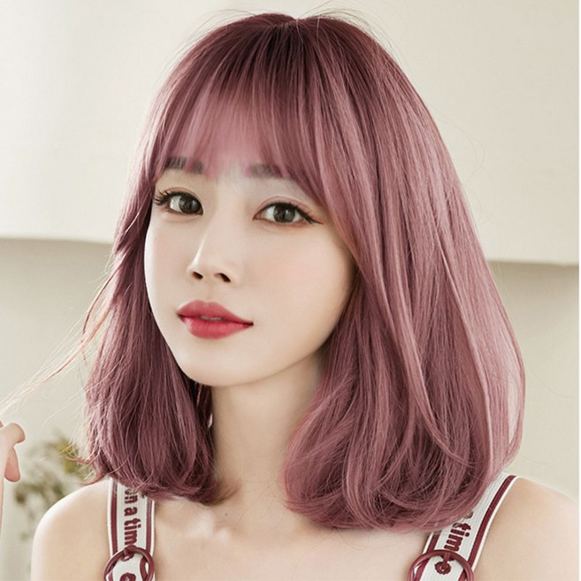 여성 가발 패션 전체가발, 애쉬핑크, 1개