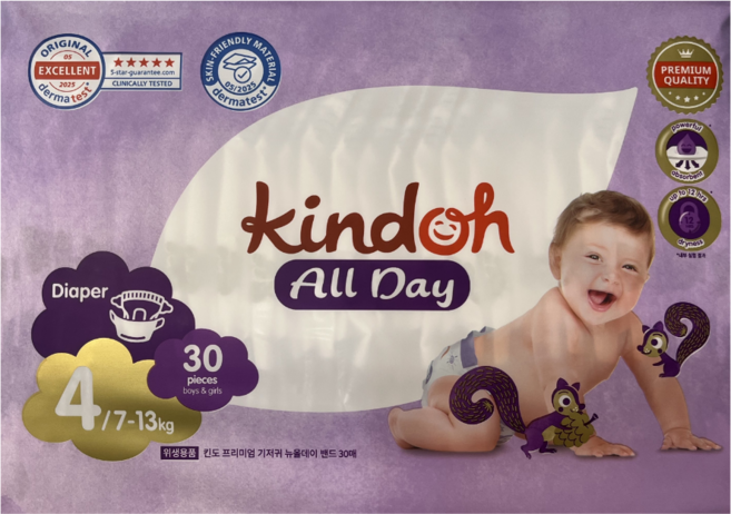 킨도 프리미엄 뉴올데이 밴드형 기저귀, 4단계, 30매