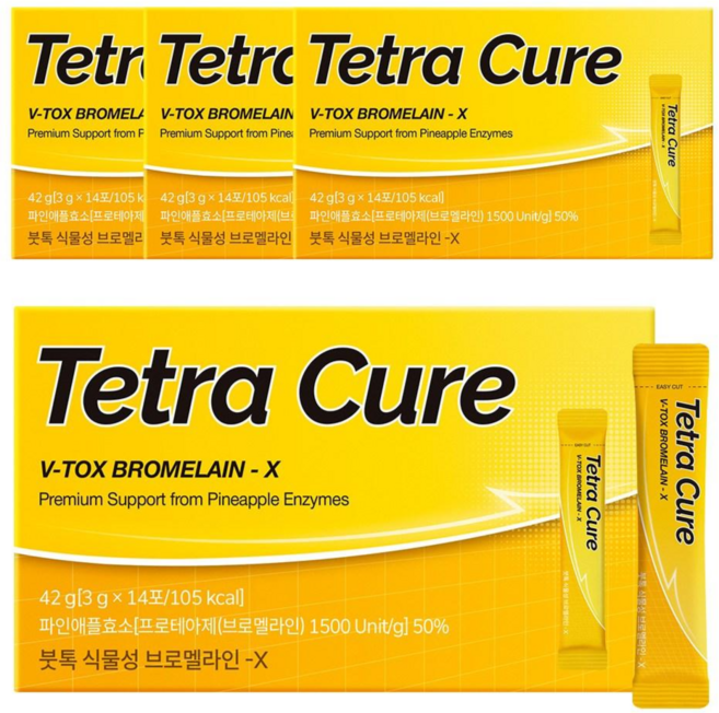 테트라큐어 붓톡 식물성 브로멜라인-X, 4박스, 42g
