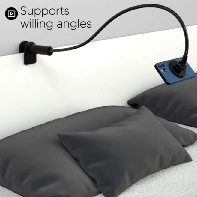 침대 스마트폰 거치대 마그네틱 휴대폰 옆 구스넥 마운트 전화 클램프 유연한 레이지 롱 암 스탠드 맥세이프 케이스 직송, 1개