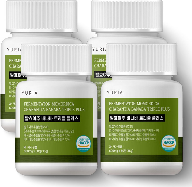 국내산 발효 여주정 바나바 트리플 플러스 600mg, 4개, 60정