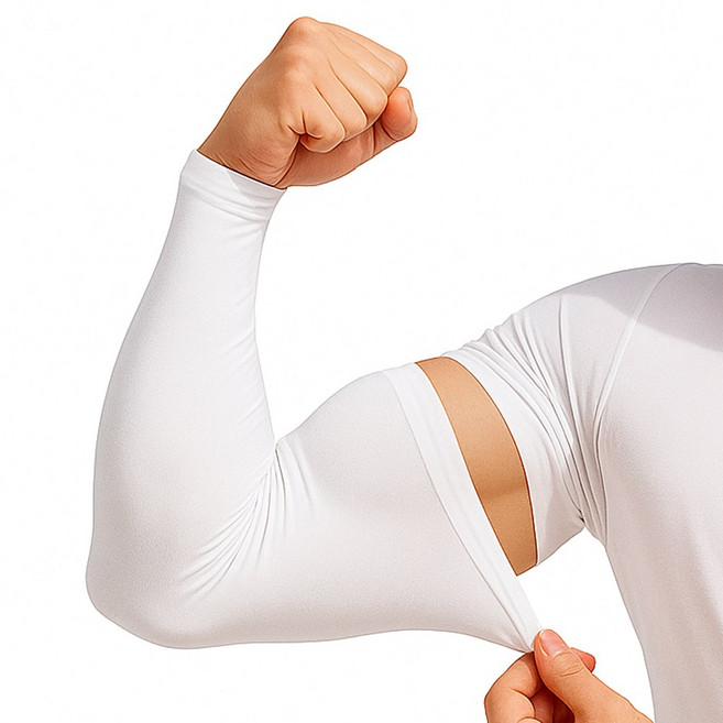 싱글레이드 빅사이즈 쿨토시 굵은팔 팔토시 1+1, 화이트+화이트, 1세트