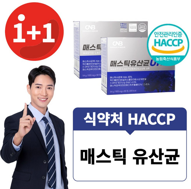 CNB 매스틱 유산균 메스틱 검 추출물 락토바실러스 플란타룸 그리스산 HACCP, 2개, 90정