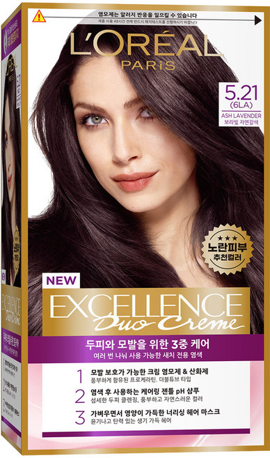 로레알파리 엑셀랑스 듀오크림 나눠쓰는 새치염색 염모제, 5.21 애쉬라벤더브라운, 1개