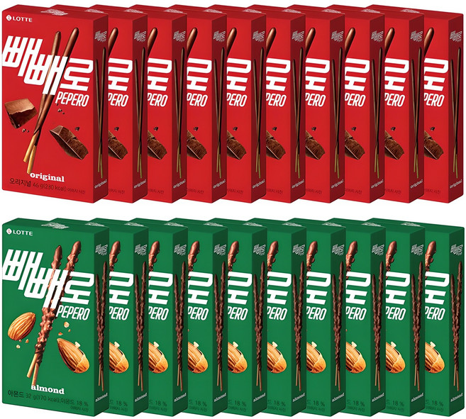 롯데제과 빼빼로 아몬드32gx10개+초코46gx10개, 20개, 32g