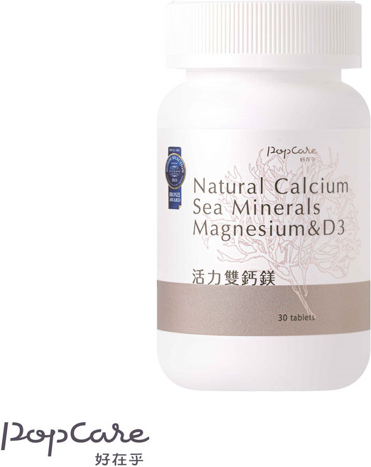 POPCARE好在乎 活力雙鈣鎂能量錠, 1個, 瓶裝（30錠）, 30顆