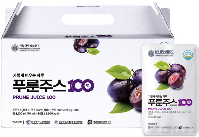 원광한방생활건강 가볍게 비우는 하루 푸룬주스 100, 30개, 70ml