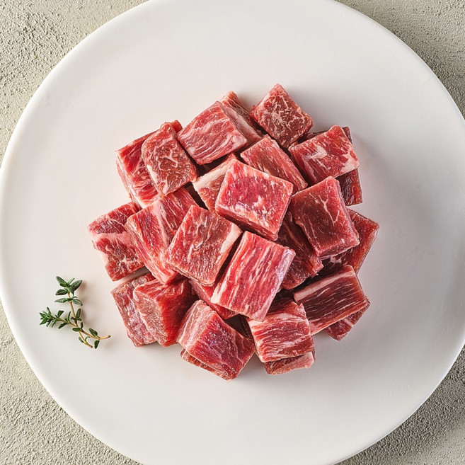 도담우 국내산 등심 큐브스테이크 소고기 찹스테이크 로스용 구이용 (와사비솔트 증정), 4개, 250g