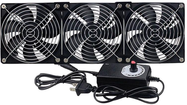 12公分靜音大風量 電腦散熱風扇 110伏特冷卻風扇, 黑, 1個, 3風扇+調速器/配件/螺絲