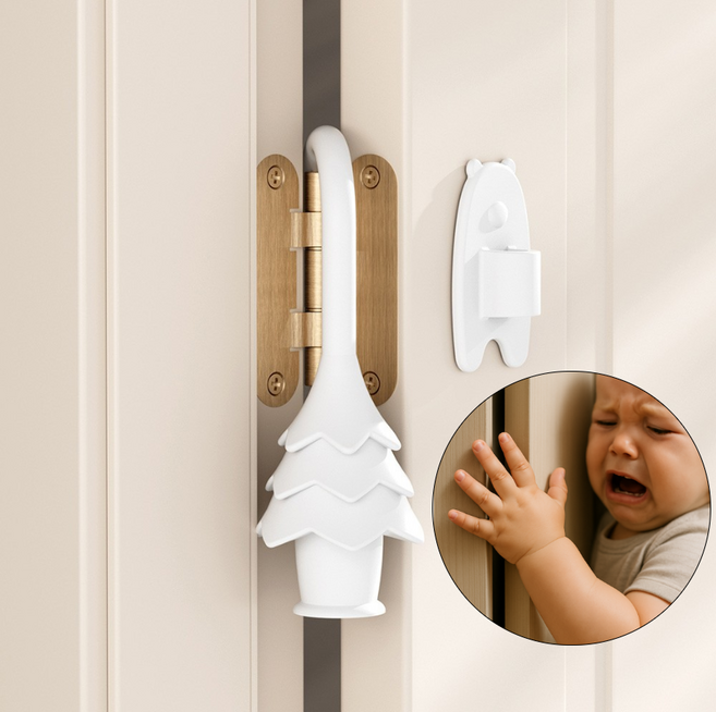 [1+1] 우산고리 트리모양 실리콘 문끼임방지 도어스토퍼 / 어린이 안전도어가드, 1세트, 화이트