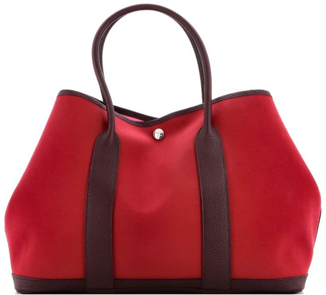 에르메스 중고 가든 파티 투알 앤 레더 36 토트 백