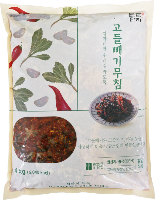 또밥찬 반찬단지 고들빼기무침 4kg 대용량 양념고들빼기 업소용, 4개