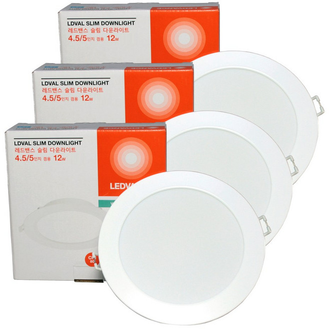 오스람 레드밴스 LED 다운라이트 4.5 ~ 5인치 겸용 12W * 3ea, 3개, 주백색(아이보리빛)