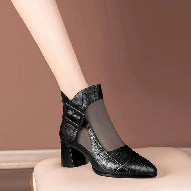 Krismile여성 키높이 7CM 스틸레토 샌들 큐빅 힐 앵클부츠 메쉬 패션 슈즈 통굽 스니커즈 운동화 봄여름 모던 통근 힐+5**24QY