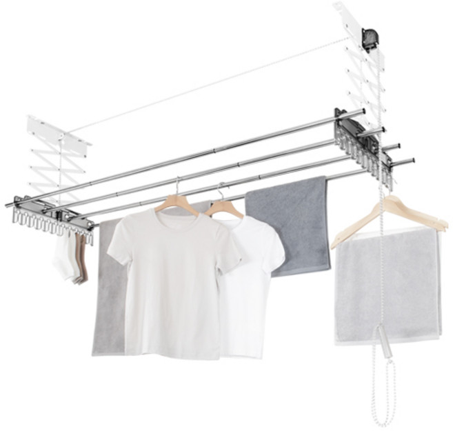 웰렉스 베란다 천장 반자동 직선봉빨래건조대 CH4180 천정형 스텐 이불 빨래건조대, 볼체인수동건조대