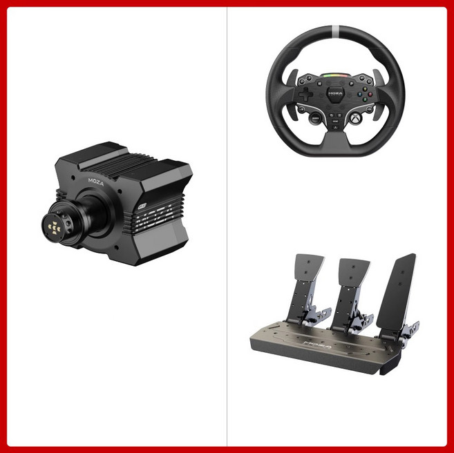 [CTK] MOZA R9 V3 게이밍 레이싱 시뮬레이션 PC 프로급 180W공율 다이렉트 드라이브 핸들 페달, R9 V3 베이스+ESX핸들+SRP 3페달