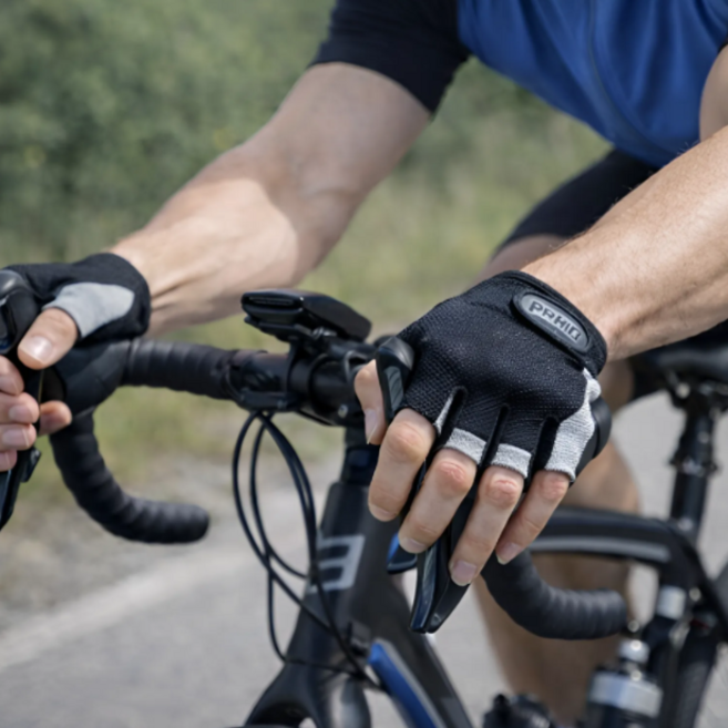 루아른 미끄럼방지 손보호 자전거 반장갑, 1세트, 블랙